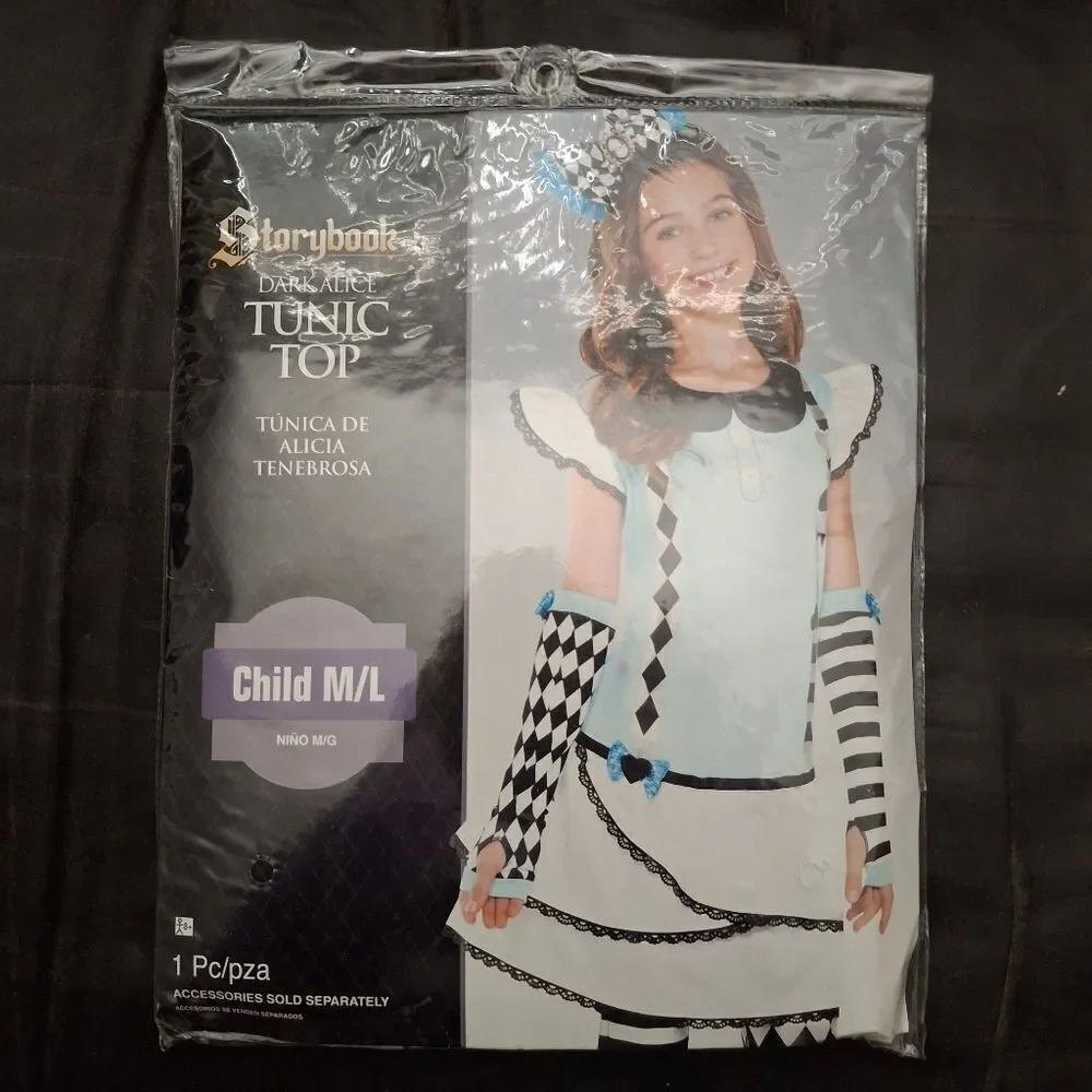 Storybook Dark Alice In Wonderland Girls Long Sleeve Shirt Top Costume